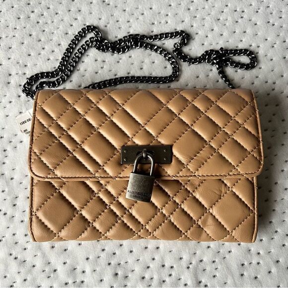 KURT GEIGER Mini Brixton Quilted Leather Shoulder Bag in Camel NEW MSRP $225 - Picture 2 of 7